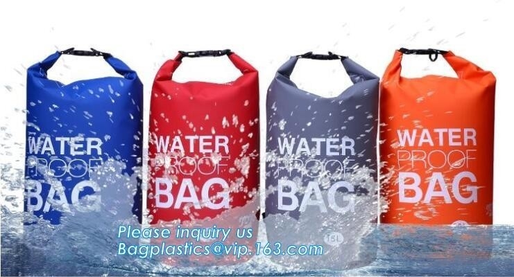 Custom Logo Low MOQ 500D PVC Tarpaulin 40L Outdoor Camping Hiking Climbing Bag Fully Waterproof Dry , Portable foldable