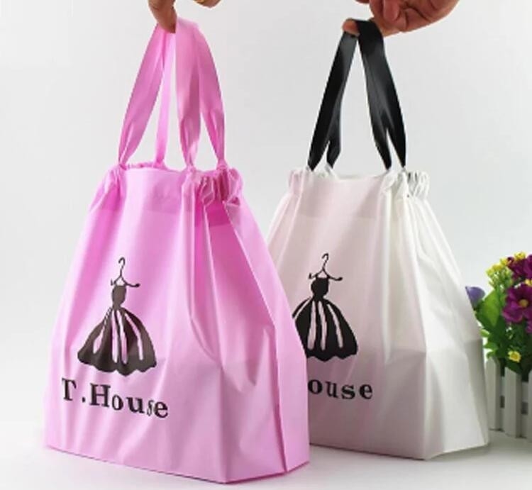 Cloth Packaging, Apparel Bags, Merchandise Pink and Purple Thick Plastic PVC Gift Bags Retail Clothing Shopping Bags