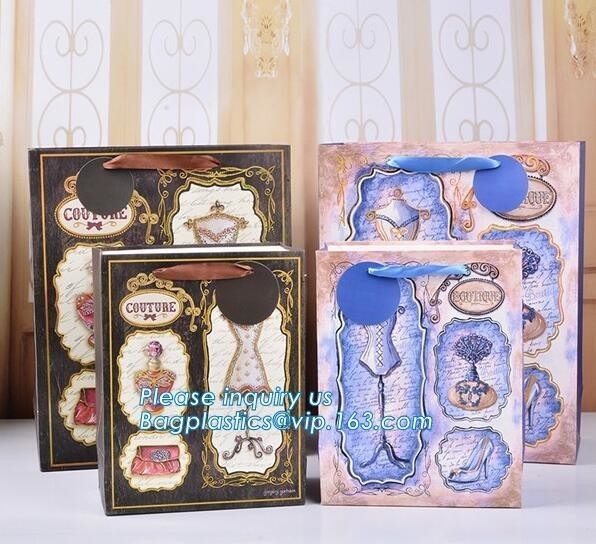 Wholesale Customized Personalized Logo Printed Gift Carrier White Paper Bags With Rope Handles, bagplastics, bagease pac