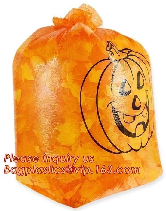 Halloween Pumpkin Leaf Bags Bundle: 2 Different Sets of Lantern Leaf Bags,Outdoor 30 Microns Jumbo Plastic Halloween Pum